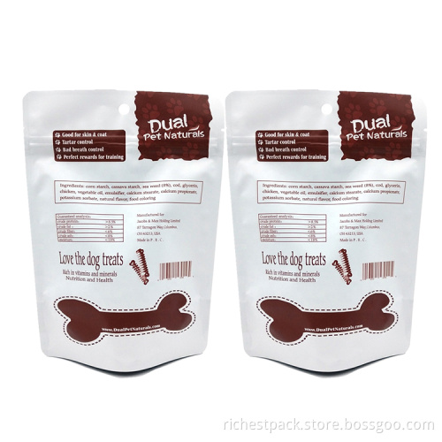 Food grade recycle pet food training treat bags